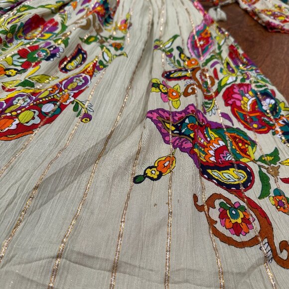 NWT Anthropologie Me 2 Magic Sz S Multicolor Floral Boho Metallic Modern Maxi - Picture 15 of 16